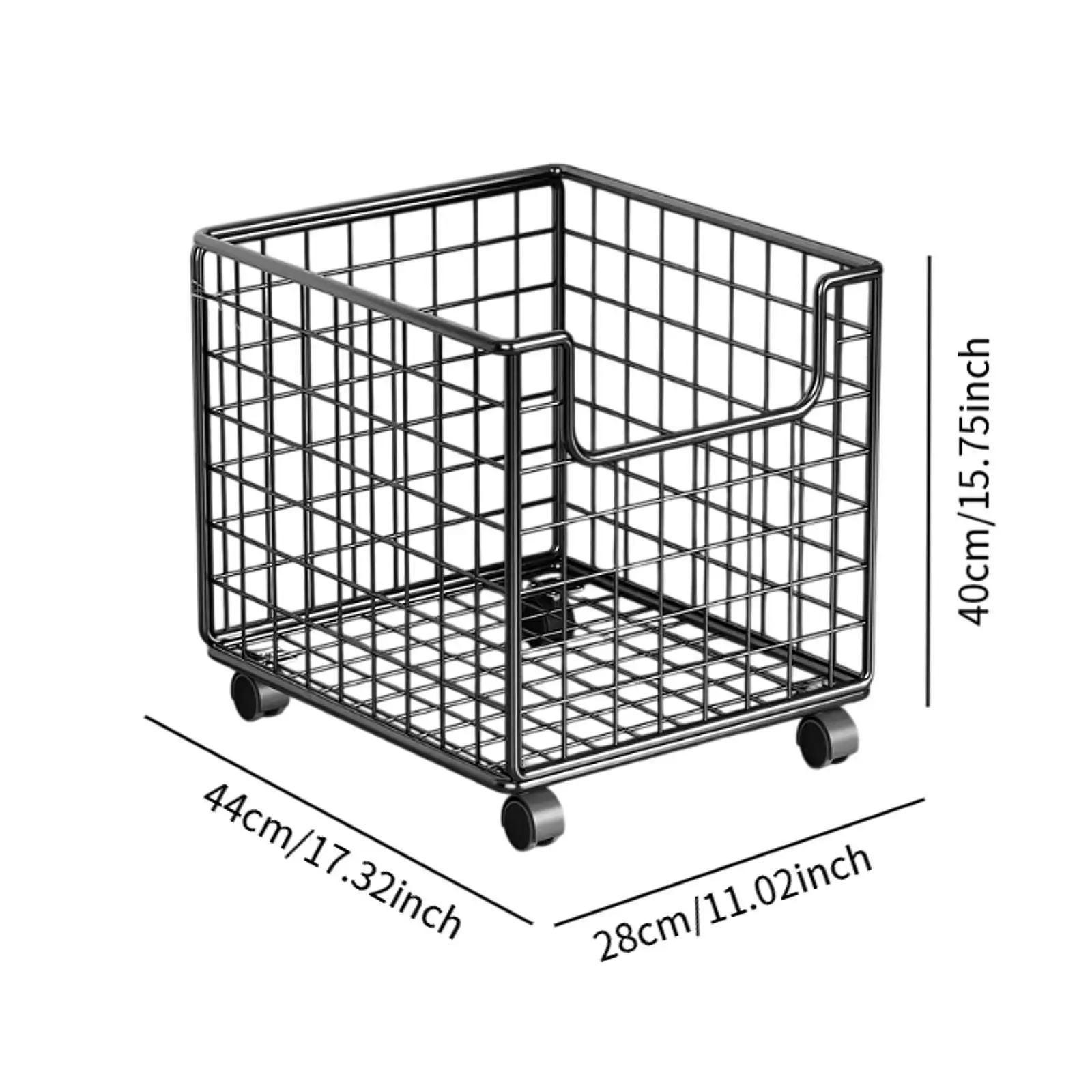 Metal Wire Storage Basket Cart Versatile Organizer Rack with Wheels for Livingroom Diningroom Office Laundry Utility
