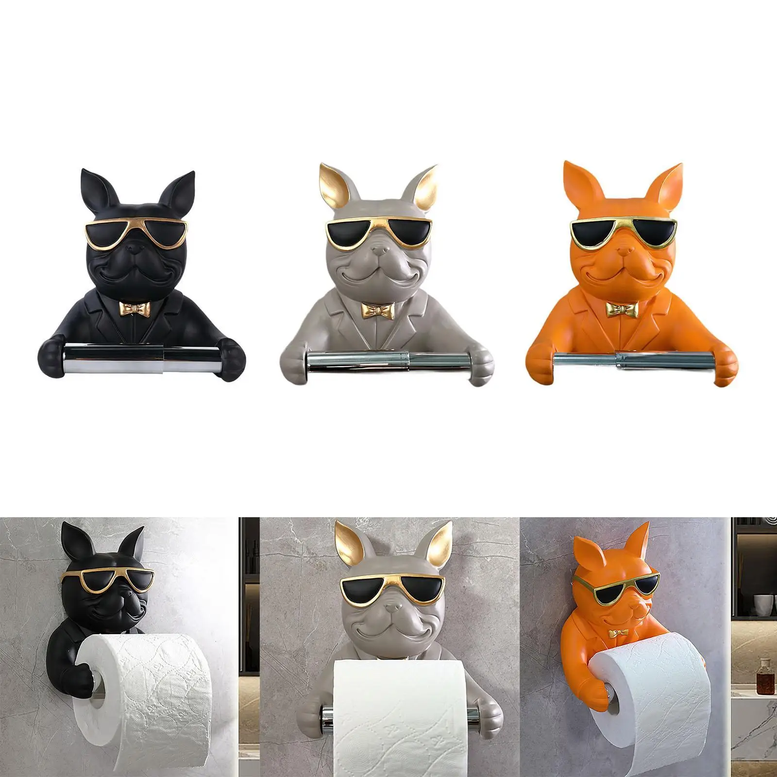 

Paper Holder Dog Sculpture Stable Decoration Practical Tissue Roll Dispenser for Kitchen Home Living Room Bathroom Washroom