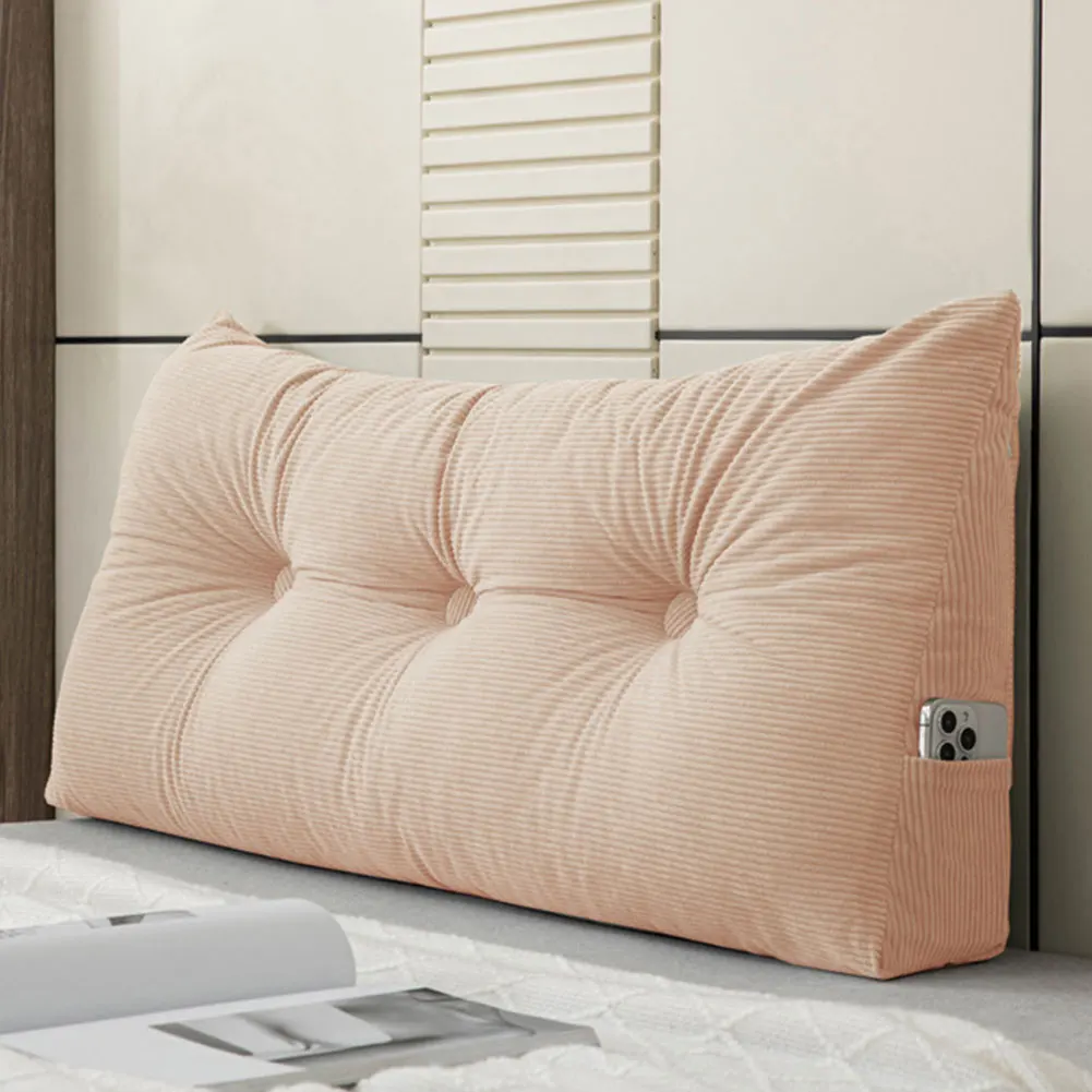 

Triangular Wedge Headboard Pillow with Side Pockets Headboard Long Backrest Wedge Pillow for Bed Sofa