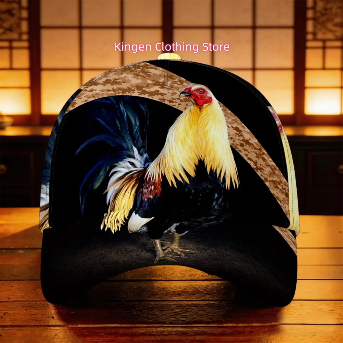 1pc Elegant Rooster Portrait Baseball Cap Birthday Gift Cab Driver Cap Travel Curved Brim Cap Urban Fashion Wedding Gift Lightwe