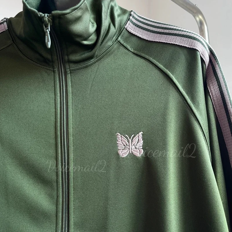 24ss Classic Butterfly Embroidery Stripes Jackets Men Women 1:1 AWGE Track Jacket With Tags