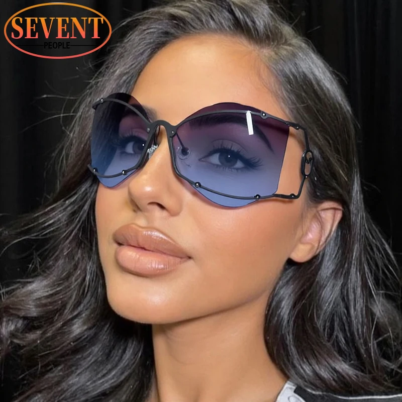 

Fashion Oversized Irregular Sunglasses Women 2025 Luxury Brand Vintage Metal Y2K Punk Sun Glasses Classic Travelling Eyewear