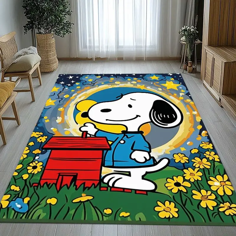 Funny S-Snoopys Dog Cartoon Area Rug,Soft Non-Slip Carpet Mat for Living Room Bedroom Playroom,Sofa Floor Rug,Home Decor Gift