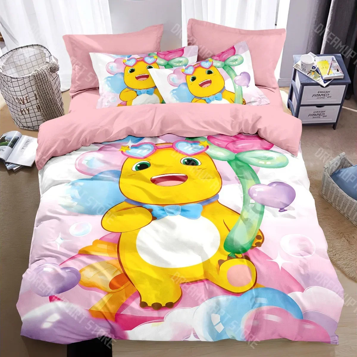 

Cartoon Children's Duvet Cover Pillowcase Nailong Xiao Qi Bedding Set Boys Girls Bedroom Decoration Single Double Size Kids Gift
