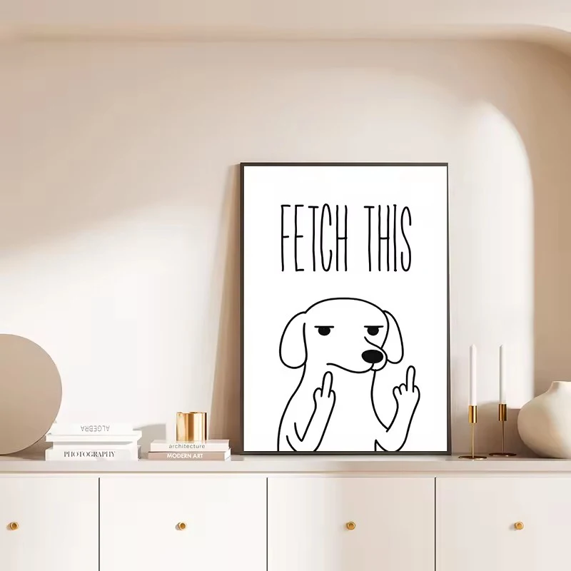 Dachshund Dopamine Minimalist Prints Modern Fun Puppy Aesthetic Illustration Wall Art Diamond Poster Home Hallway Room Decor