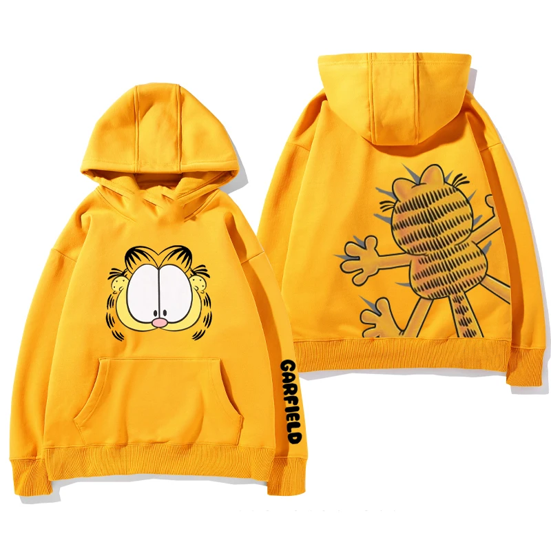 Miniso Disney Garfield Cartoon Hoodie Men'S And Women'S Loose Long Sleeve Hoodie Loose Trendy American Sports And Leisure Top