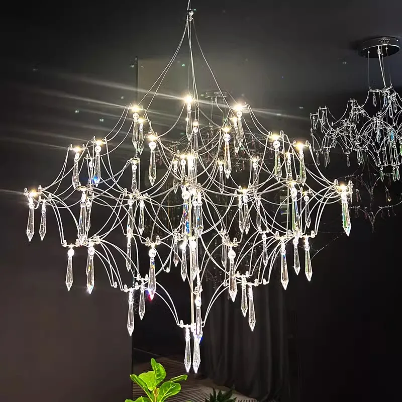 Deluxe crystal lamp Deluxe star lamp Firefly pendant lamp Modern LED living room Lamp room Villa designer creative lighting