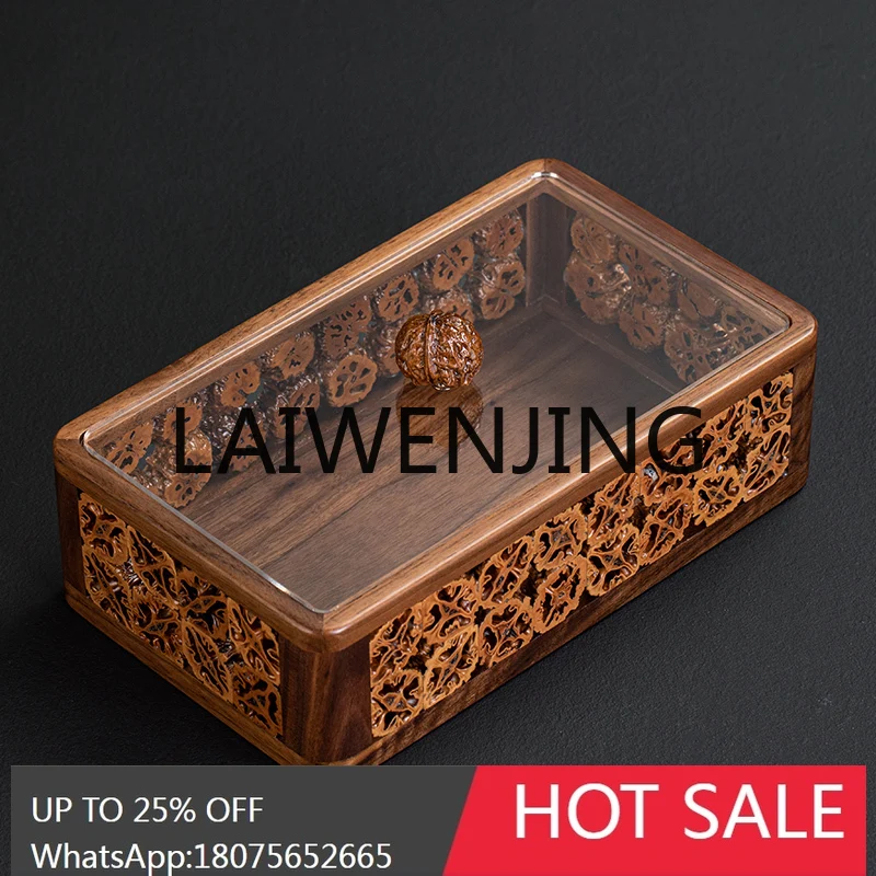 RWJ Handmade Walnut Tea Set Storage Box Sealed Moisture-Proof Bamboo Joint Compartment Fruit Plate