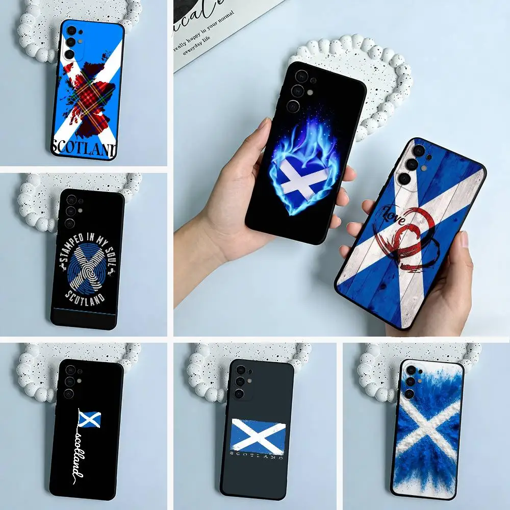 S-Scotland Scottish Flag Soft Silicone Case for Samsung S25, S24, S21, S22, S23, S30, Ultra, S20, Plus, FE, Lite-Black