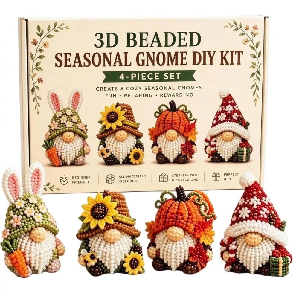Vibrant Tube Beads 3D Beaded DIY Craft Kit Gnome Dragon Bead Doll Making Supply Colorful Educational Handmade Bead Art Set