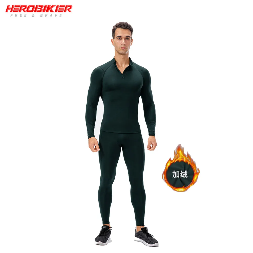 

HEROBIKER Fleece Lined Thermal Underwear Sets Men Winter Motorcycle Base Layers Tight Long Johns Shirts & Tops Bottom Suits