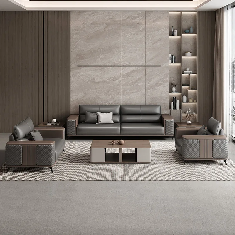 Bürosofa, Lederkunst VIP Empfang Business Lounge Area, Silber