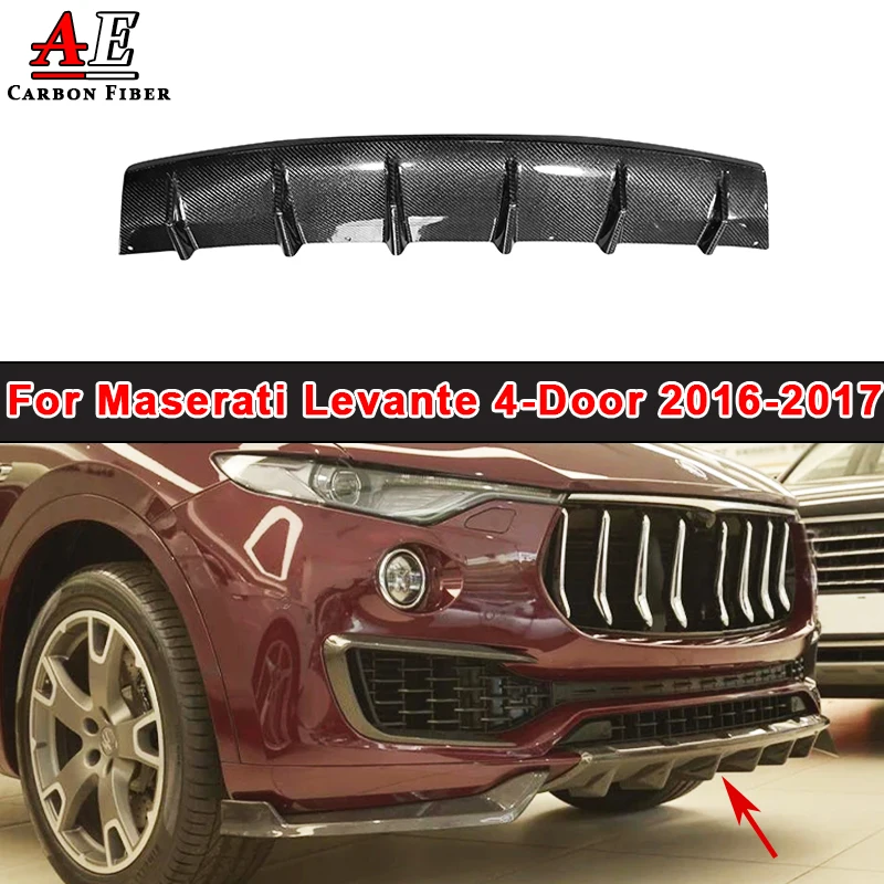 Carbon Fiber Front Bumper  Lip Spoiler For Maserati Levante 4-Door 2016-2017 Front Lip Diffuser Splitter Apron Body Kit