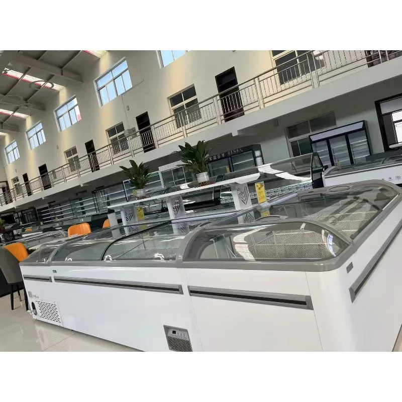 Supermarket Chest Freezer Commercial Horizontal Freezer Sliding Door Fridge Equipment Ice Cream Freezer