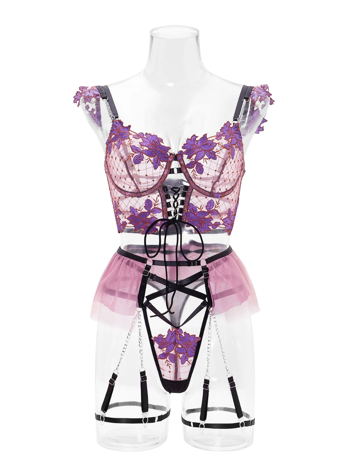 SsTss Vrouwen Sexy Erotische Lingerie Sets Zien Door Mesh Bloemen Borduren Kanten Bh en Panty Suits Dames Intimates Ondergoed Set