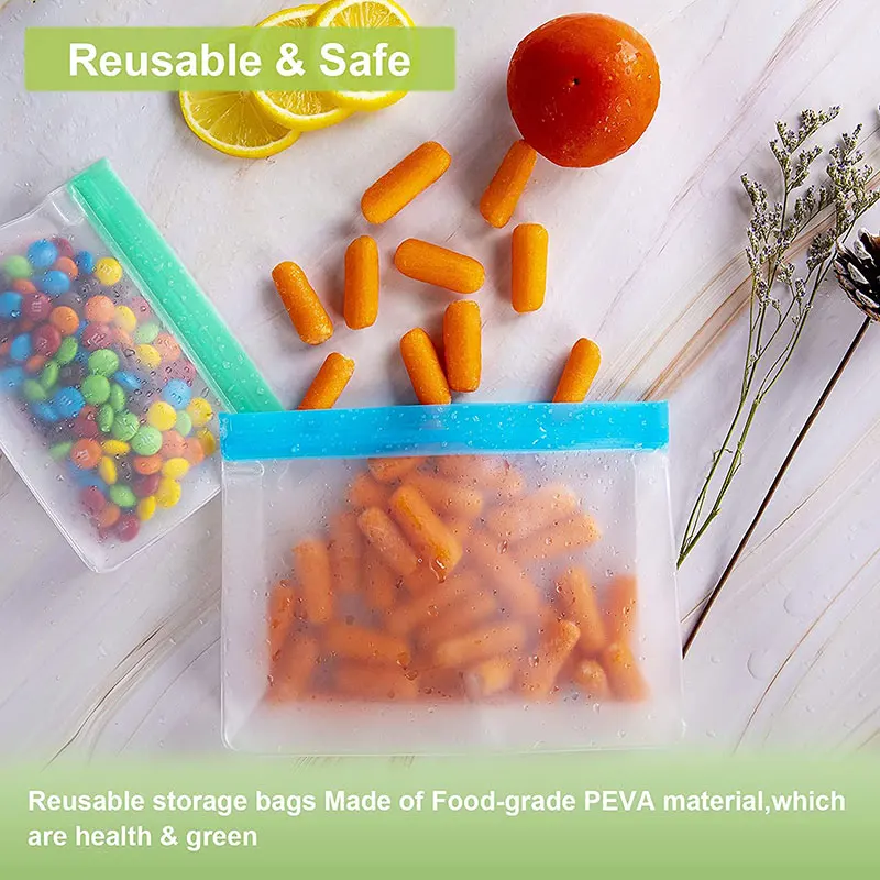 1Pc Silicone Food Storage Bag Reusable Food Stand Up Zip Shut Bag Leakproof Containers Kitchen Fresh Bag Fresh Wrap Ziplock Bag