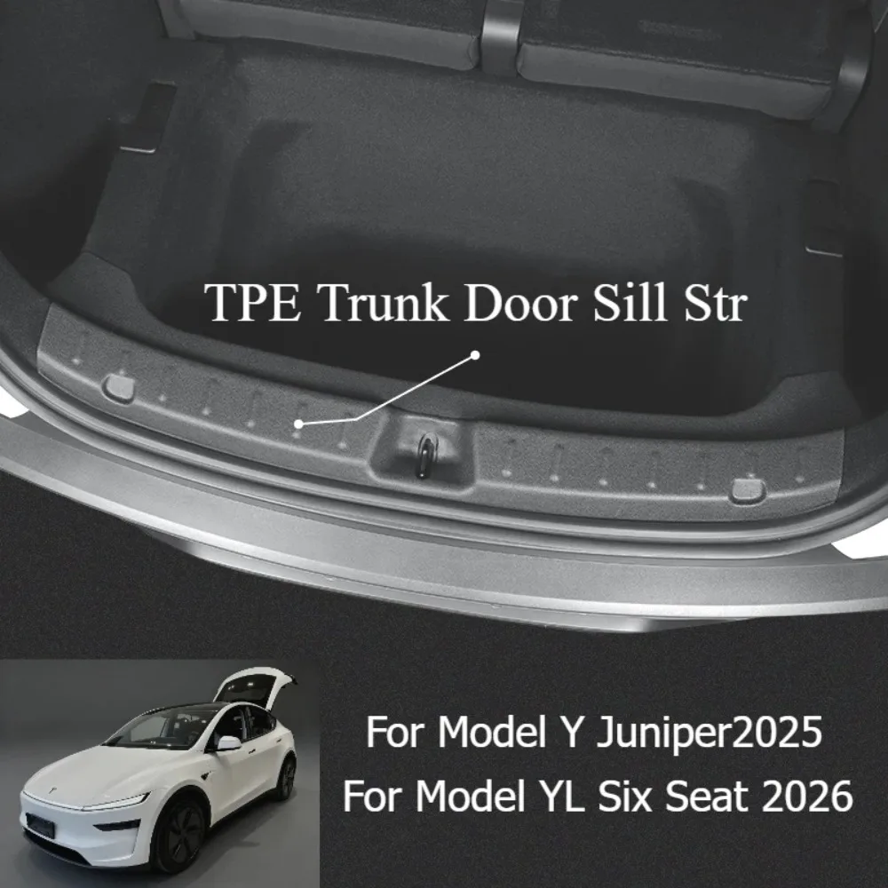 TPE Rear Trunk Door Sill Protector Strip Anti‑Scratch Threshold Guard Mat for Tesla Model YL 6‑Seat 2026 Rear Cargo Protection