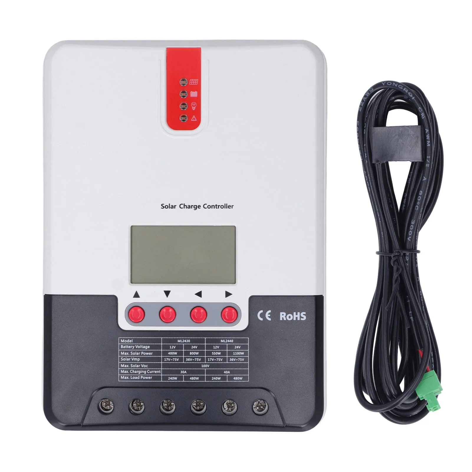 ML2430 30A 12V 24V MPPT  Controller High Tracking Efficiency Multi Protection Discharge Regulator