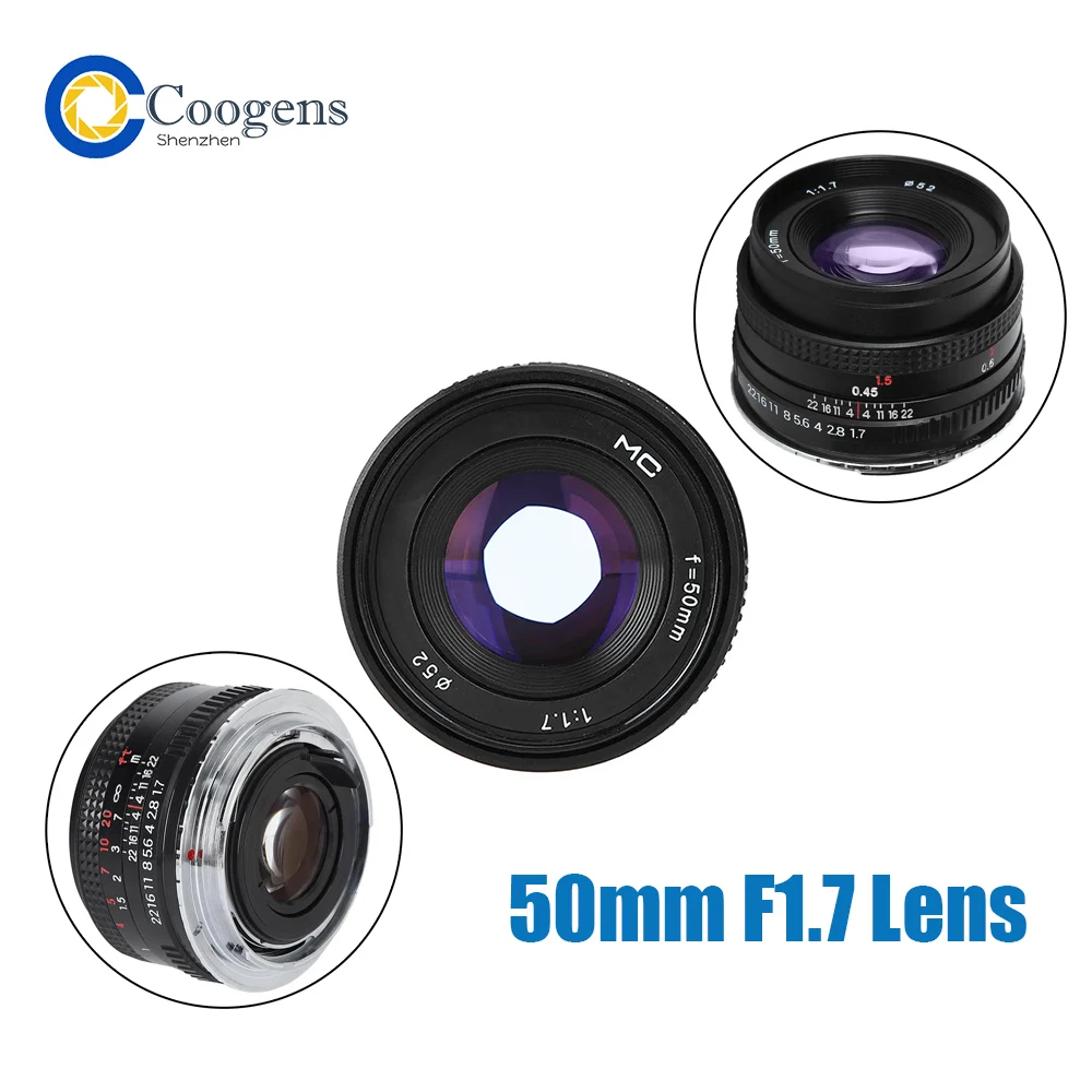 50mm F1.7 Large Aperture Standard Prime Full Frame Portrait Manual Focus Lens for Canon EOS PK M42 Nikon Sony AF SLR Camera