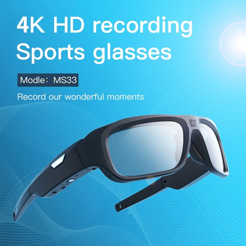 Lunettes intelligentes avec lunettes, caméra HD 4K, enregistrement vidéo de conduite, cyclisme, mini caméscope extérieur