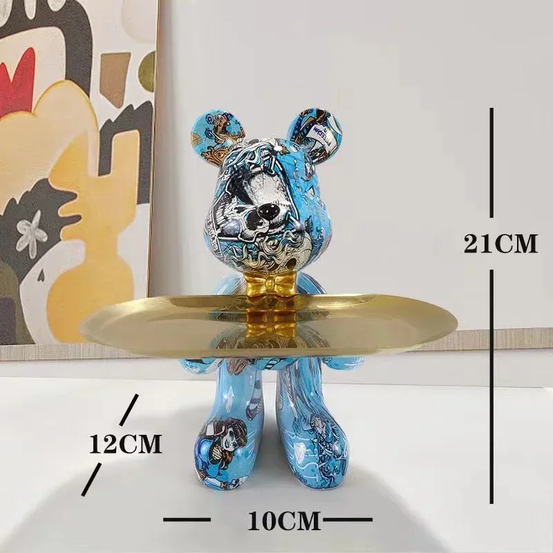 21 cm Graffiti Bär Ornament Figur Dekoration Tier Statue Schlüssel Lagerung Regal Moderne Zimmer Skulptur Tisch Dekor Geschenk – Detail 7