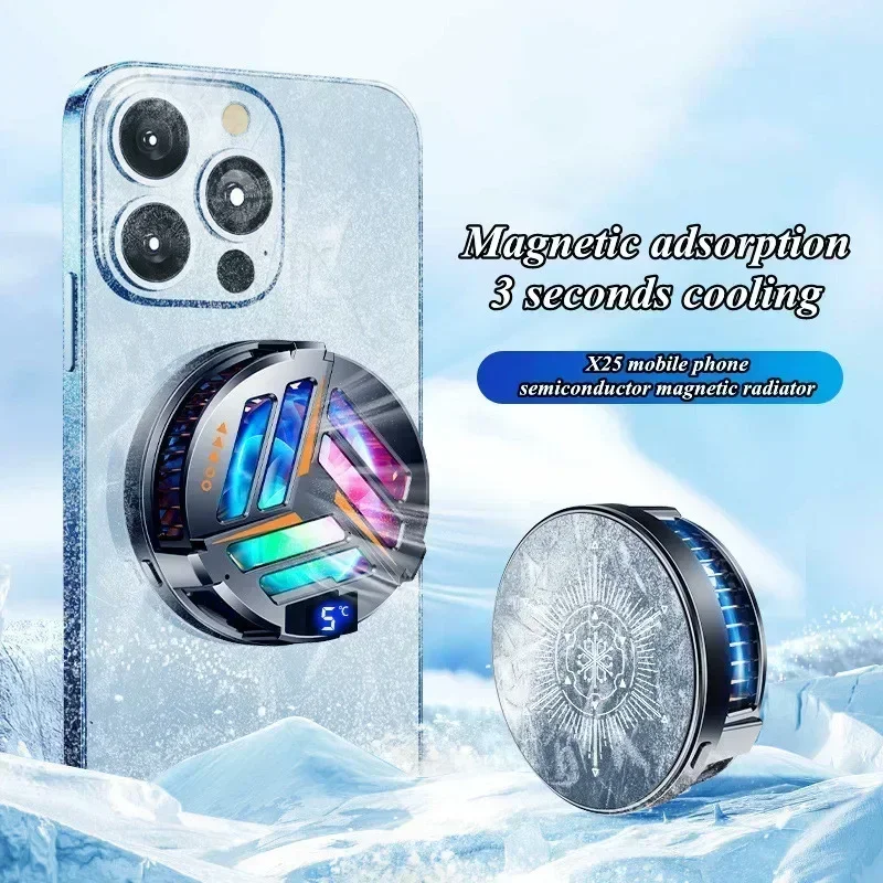 

X25 Cell Phone Magnetic Semiconductor Radiator with Digital Display Wireless Charging Function Cooling Fan for PUBG Game Cooler