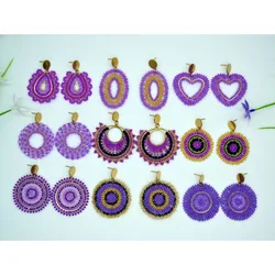Beaded earrings Purple Crystal Hand knitting Alloy Bohemia Fashion Roundness Simple Individuality Rice bead earrings