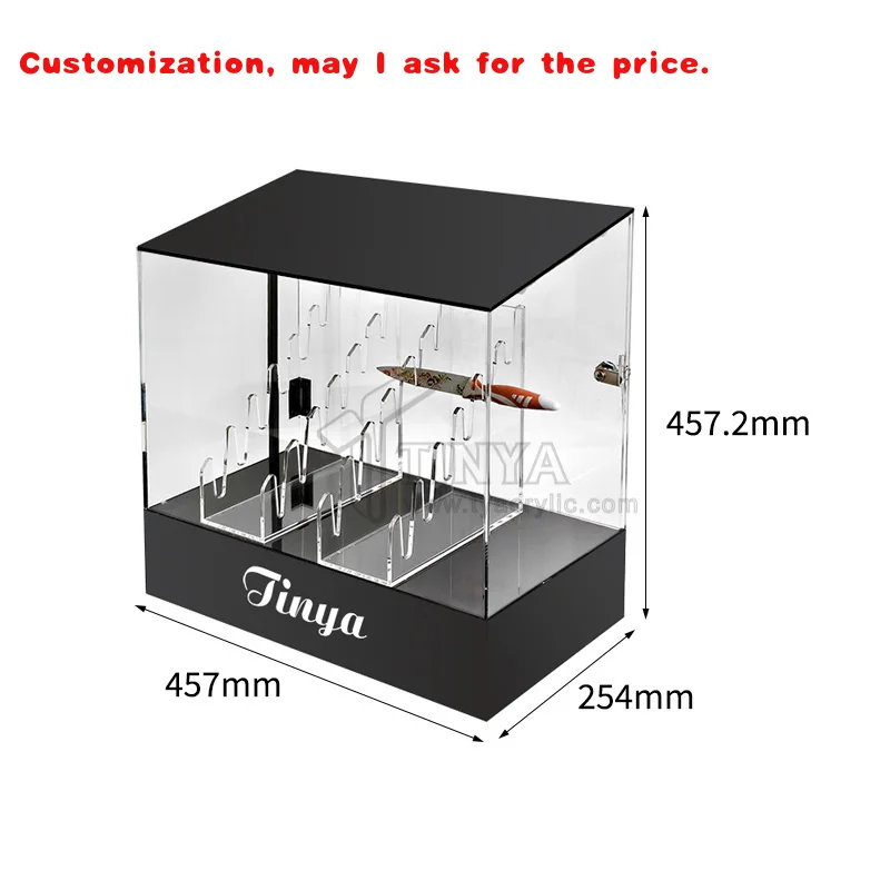 custom.LED Lighting Acrylic Knife Display Store Kitchen Knife Display with 2 Block Rack Holder