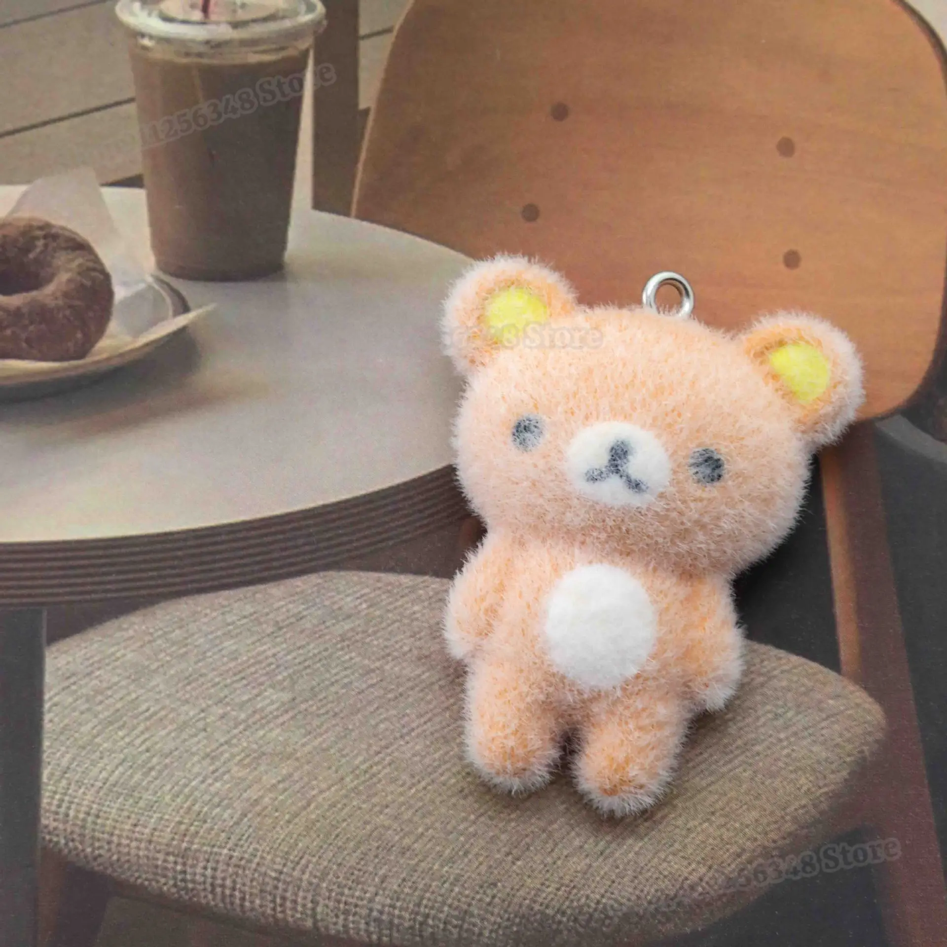 Urocze zawieszki Rilakkuma, akcesoria do breloków, naszyjników, dekoracji DIY, flokowane leniwe misie, anime, łatwe misie, ozdoby do zawieszenia na torby.