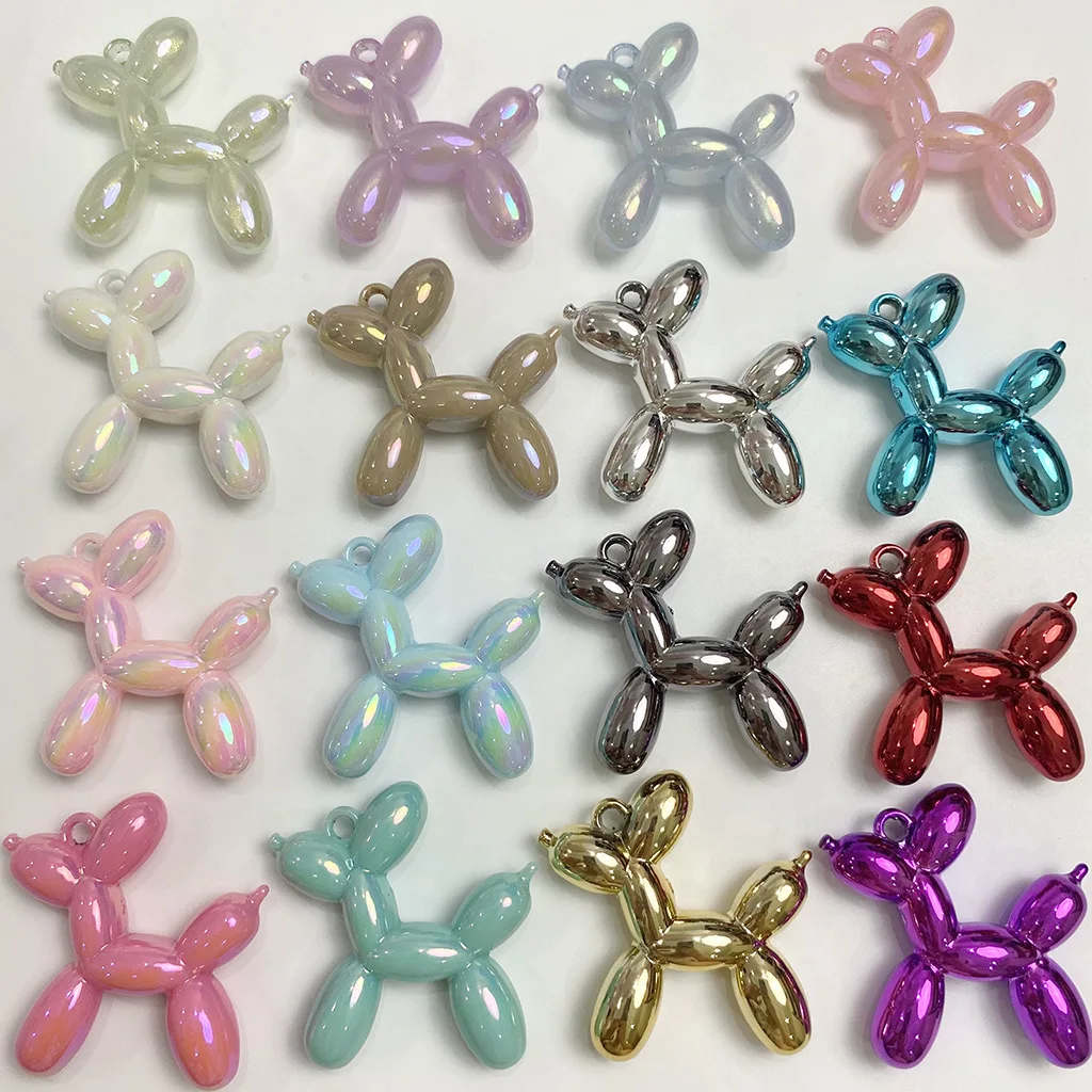 5Pcs/Lot 3D Acrylic Balloon Dog Charms Pendant Multi-colors 