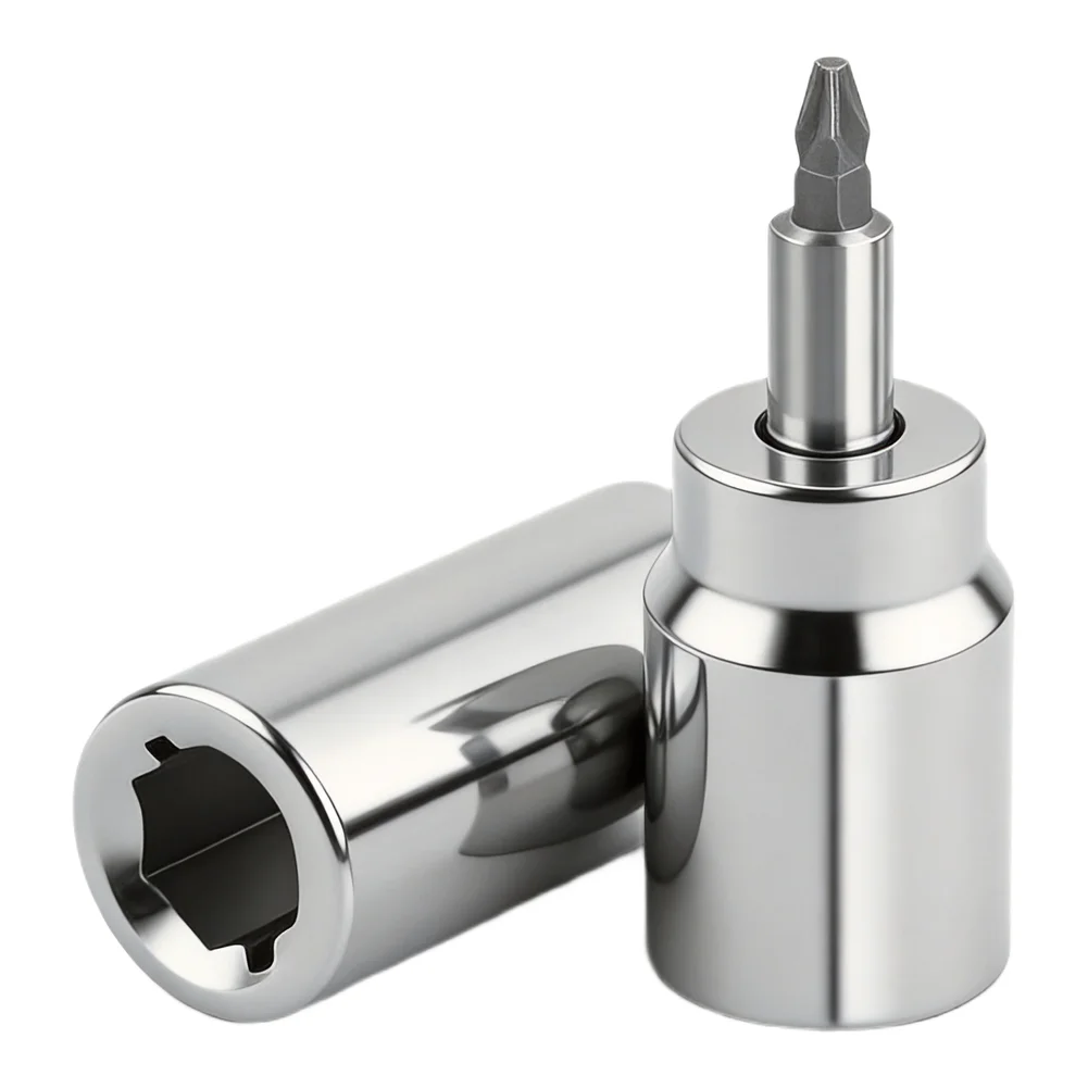 2PCS 1/4in Square Drive To 1/4 Hex Socket Bits Converter Screwdriver Bit Adapter For Screwdriver Bit Socket Adapter Step Drill