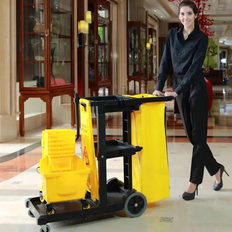 Wholesale Outdoor Service Multifunction Hotel Room Service Housekeeping Folding Cleaning Trolley Rubbermaid Janitorial Cart
