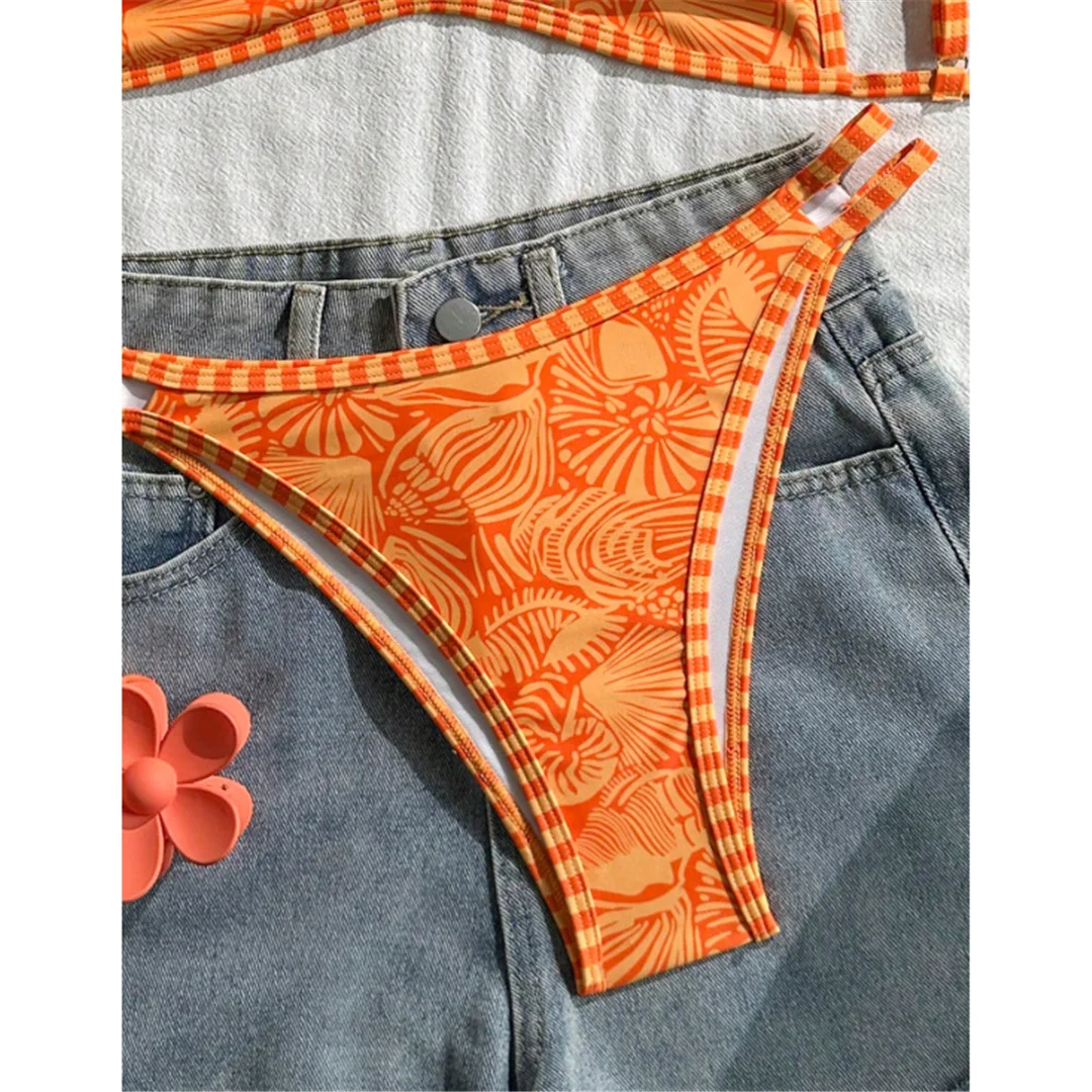 S - XL Bedruckter Bikini, Damen-Badeanzug, zweiteiliges Bikini-Set, hoch geschnittene Beine, brasilianischer Badeanzug, Badebekleidung, Schwimmanzug V8148 – Detail 8