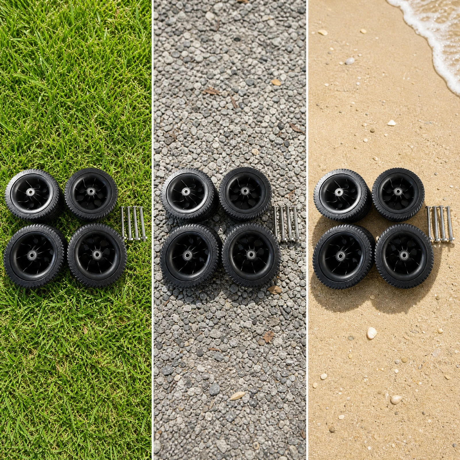 4 Pieces 7-Inch Deep-Traction Cart Wheel Heavy Duty Cart Wheel with Double-Bearing Hub Long-Lasting Non-Marking