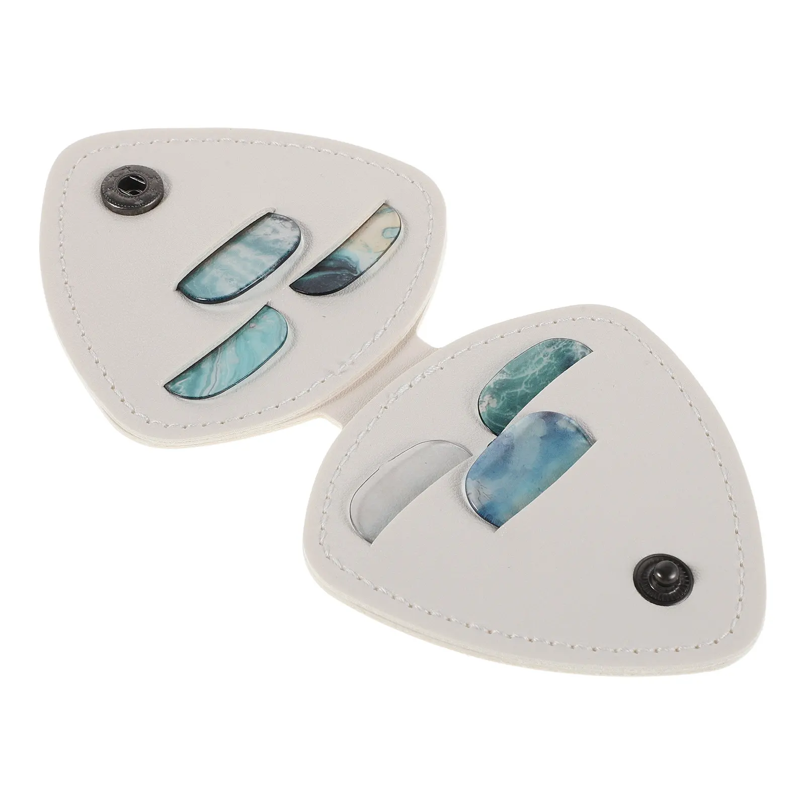1Set Guitar Pick Holder Case Transparent White PU Storage Bag Acoustic Electric Plectrum Collection Portable Protection
