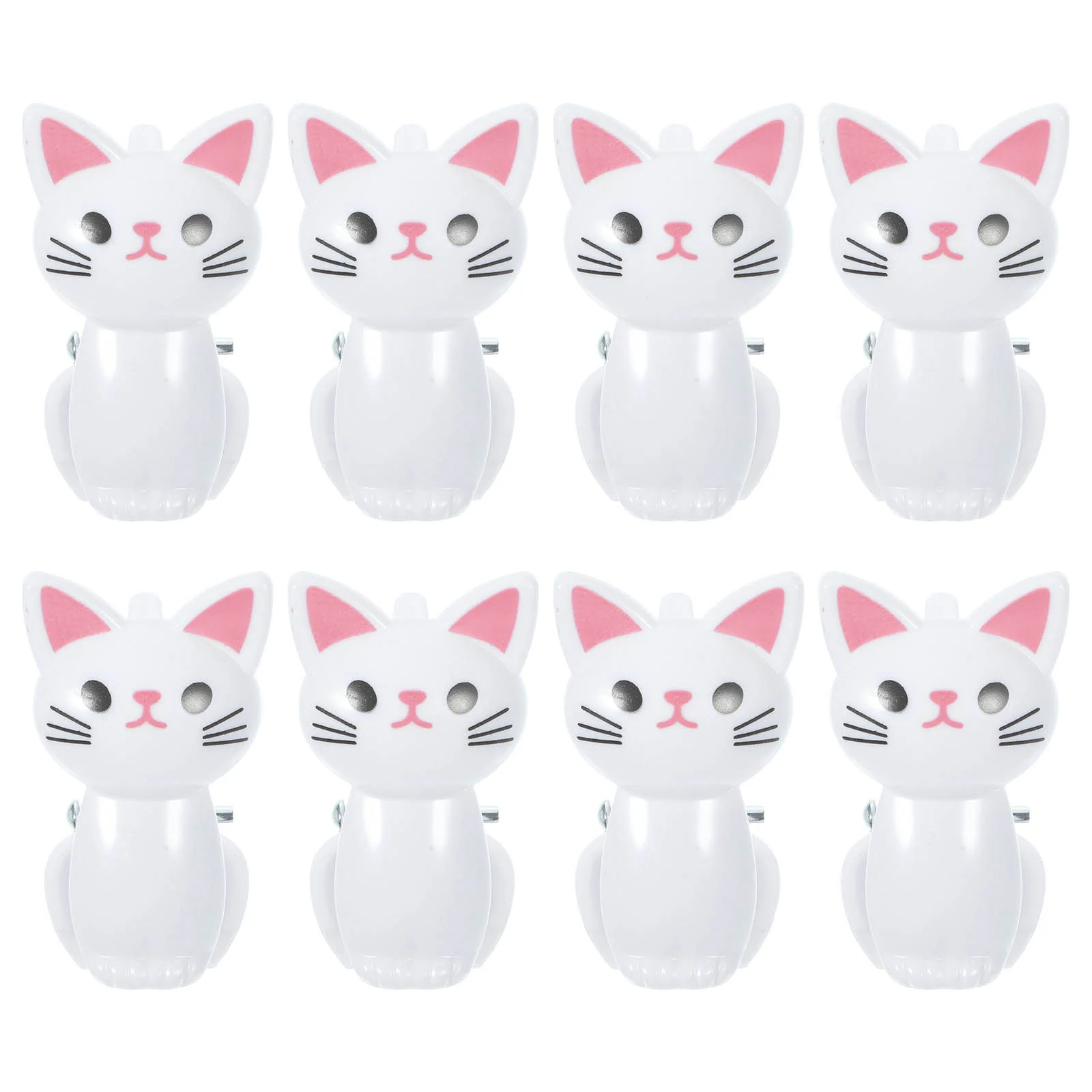 8 Pcs Food Sealing Clips Cute Cat Office with Lanyard Multifunctional Windproof Drying 6pcs (grey 3 + White 3) Bags Snack