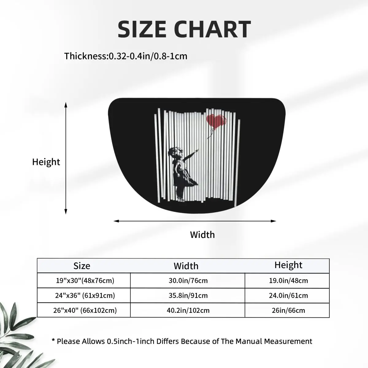 Hey! I Fixed It! Banksy Shredded Balloon Girl Half Round Doormat Non Slip Bathroom Mat Absorbent Floor Carpet for Living Room