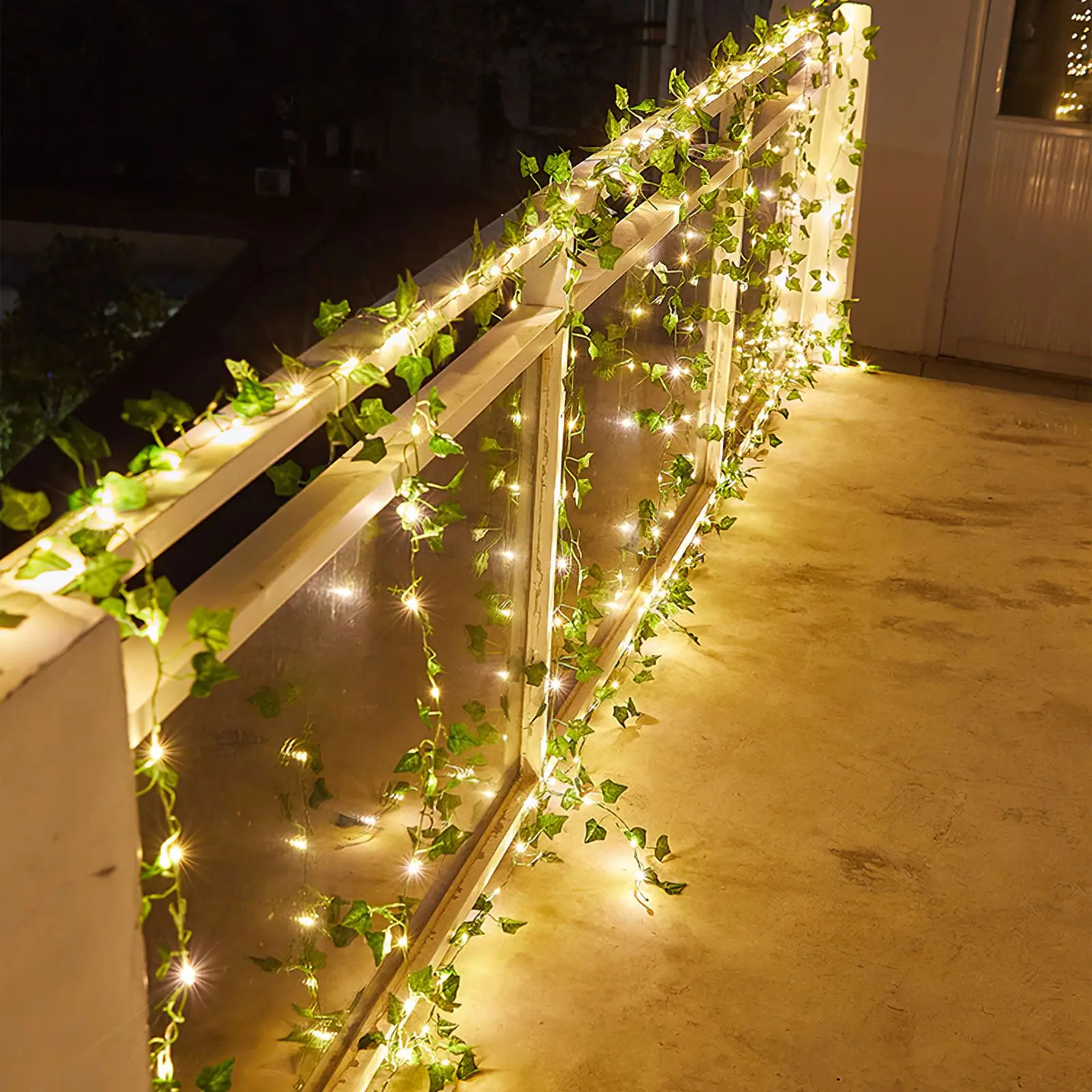 

5/10m Solar Leaf Vine String Lights Waterproof Artificial Plants Liana Fairy Light Ivy String Light For Wall Garland Home Decor