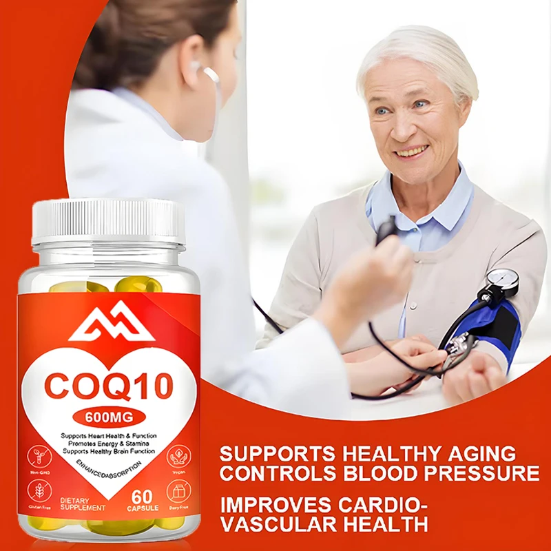 Coenzyme Q10 600mg high absorption, 60 vegetarian capsules, non GMO heart dietary supplement