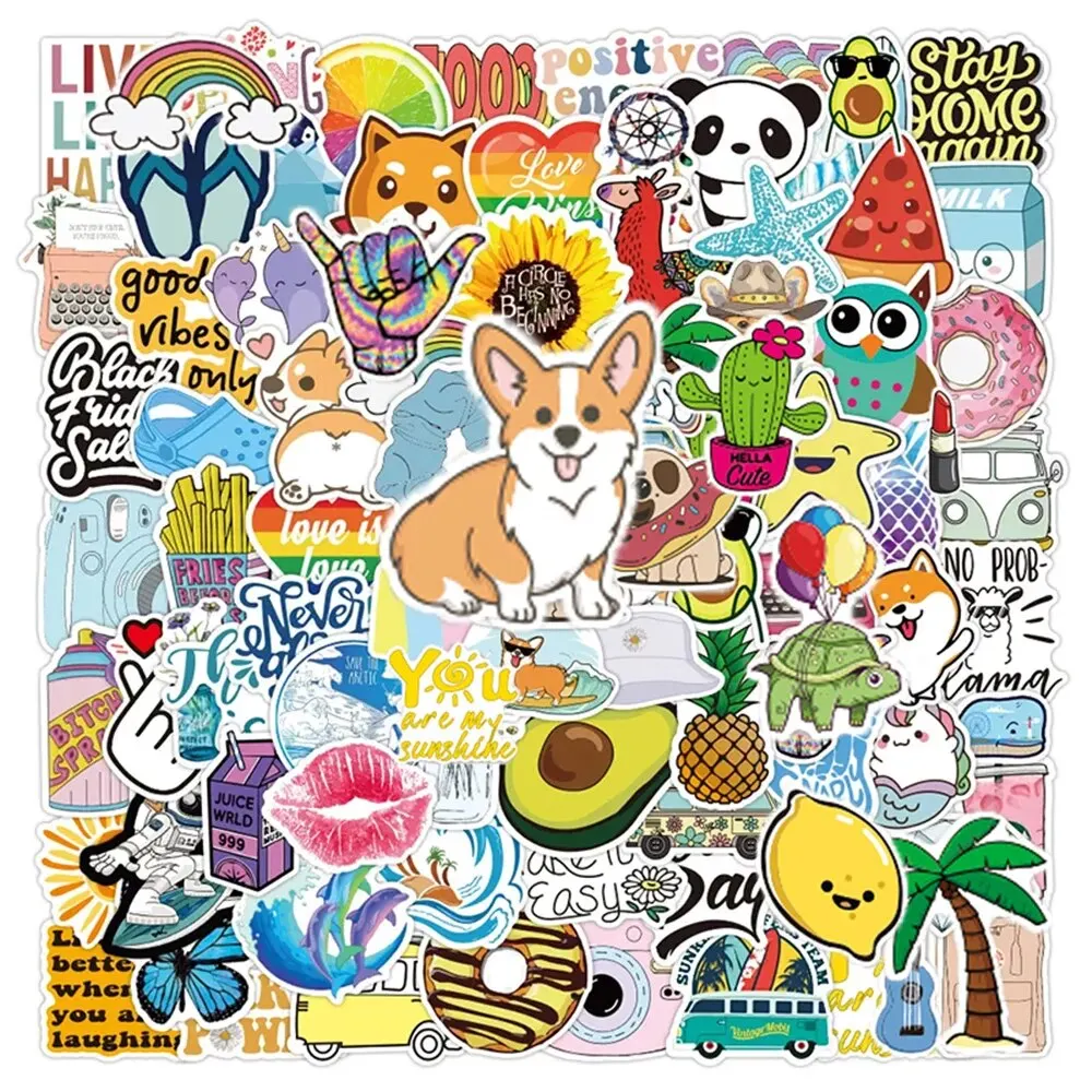 100 PCs Stickers Water Bottles Sticker Aesthetic Waterproof Cute Vsco Vinyl Stickers for Teens Girls Kids