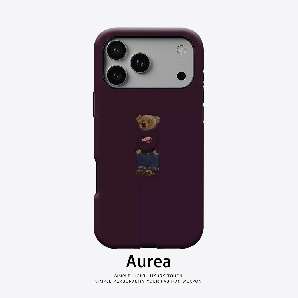 Funda Magnética para iPhone 17 con Diseño Patriótico de Osito de Peluche, Compatible con iPhone 17, 16, 15, 14, 13 Pro Max Plus, Funda Resistente de Una o Dos Capas