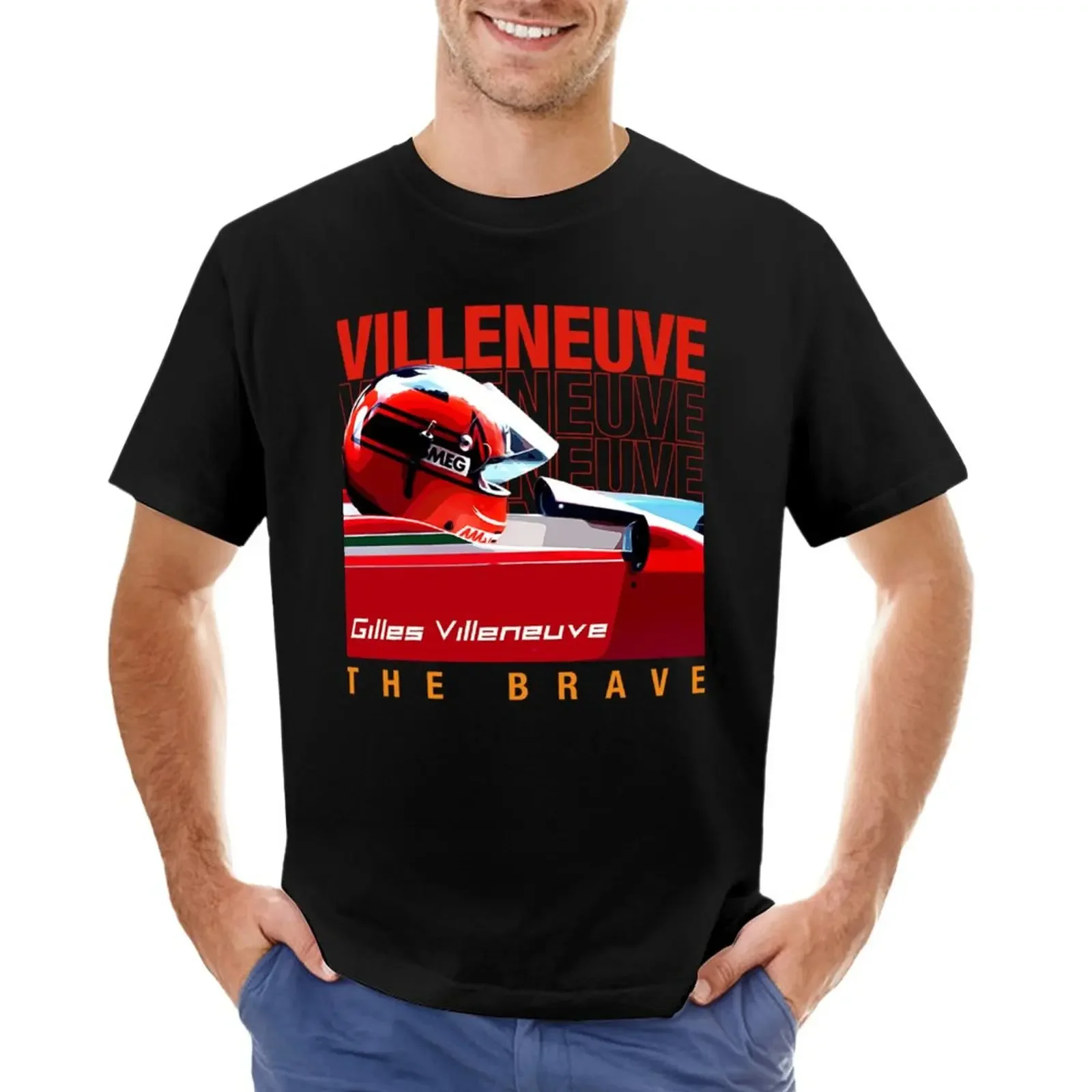 

Gilles Villeneuve helmet F1 legend T-Shirt designer shirts summer tops fitted t shirts for men