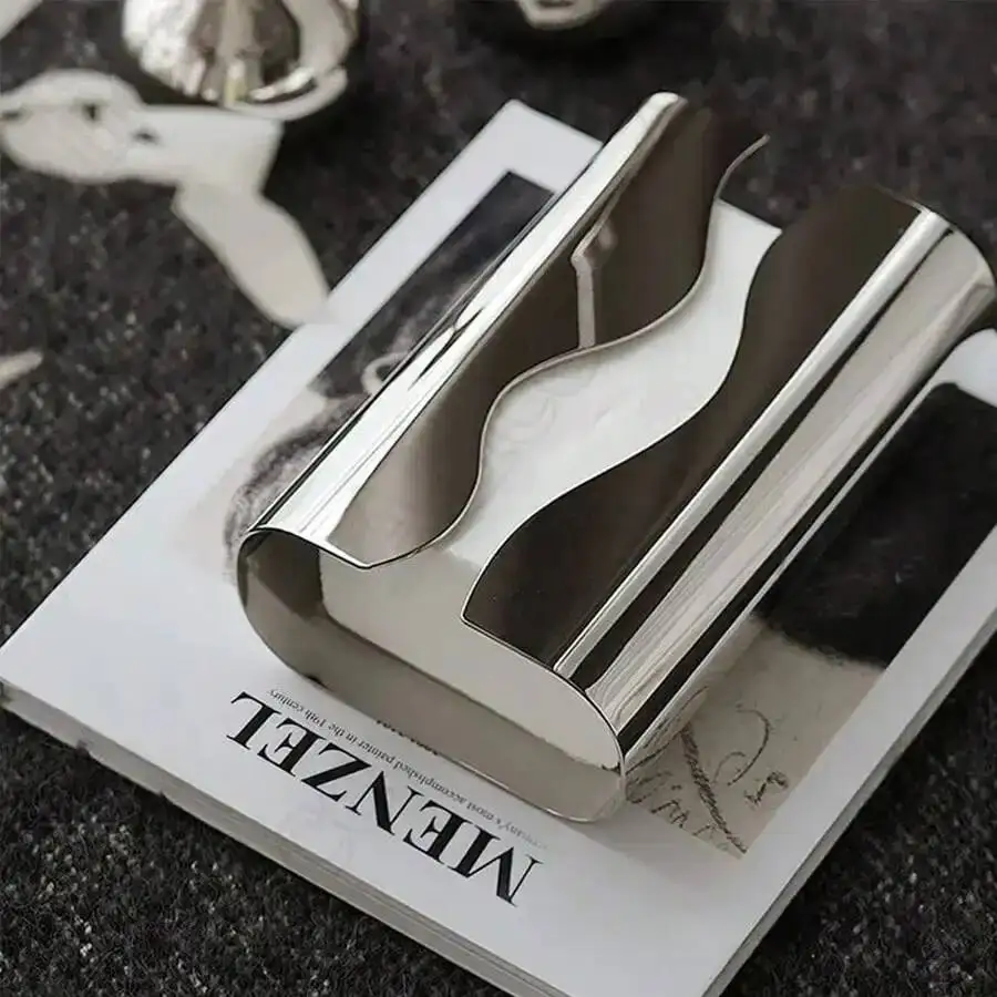 Nordic Stainless Tissue Case Mirror Napkin Holder Silvery Napkin Box Desktop Tissue Box Table Decoration Kitchen Accessories