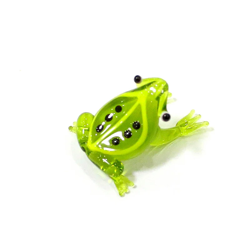 2 Stück Bunte Mini-Glas-Tierfiguren Niedliche Frosch-Miniatur-Statuen Ornamente für Zuhause Tischdekoration Feengarten Bonsai Deko-Zubehör – Detail 10