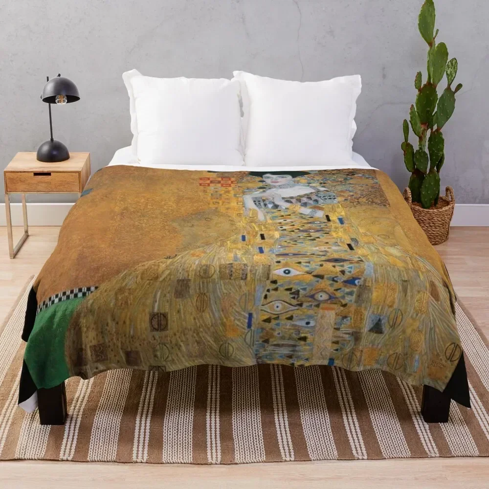 

Gustav Klimt's Lady in Gold Throw Blanket Loose Polar Sofa Quilt cosplay anime Blankets
