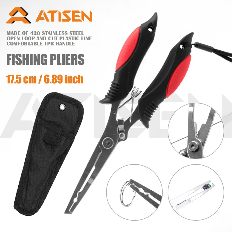 Fishing Tongs Hook Remover Stainless Steel Long Nose Fishing tongs Braided Knife Forked ring Tongs Portable fishing multifunctio