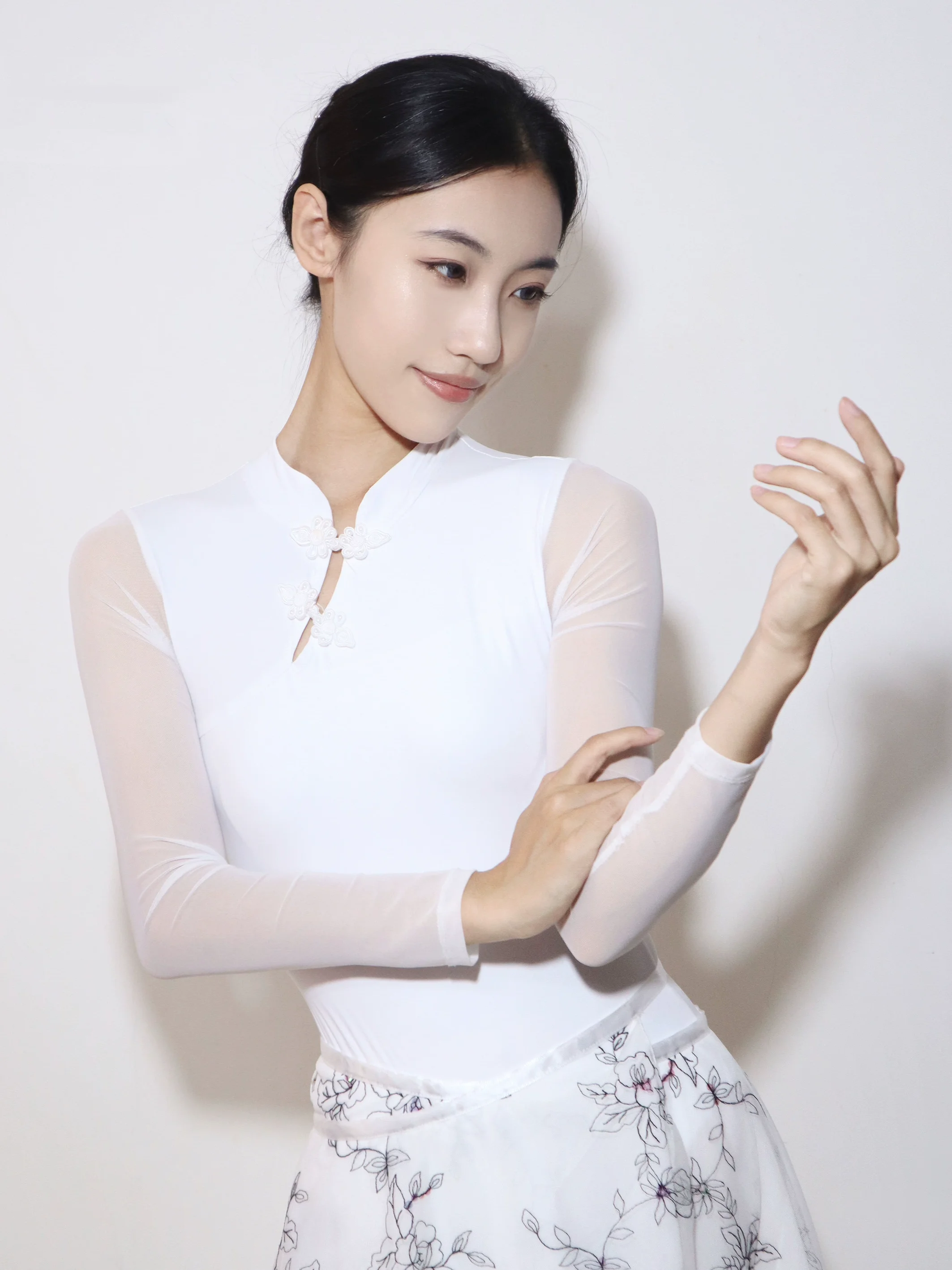 Ballet Dance Leotard Cheongsam Collar Gymnastic Costume Women's Art Examination Dance Practice Costume Yoga Bodysuit Leotards