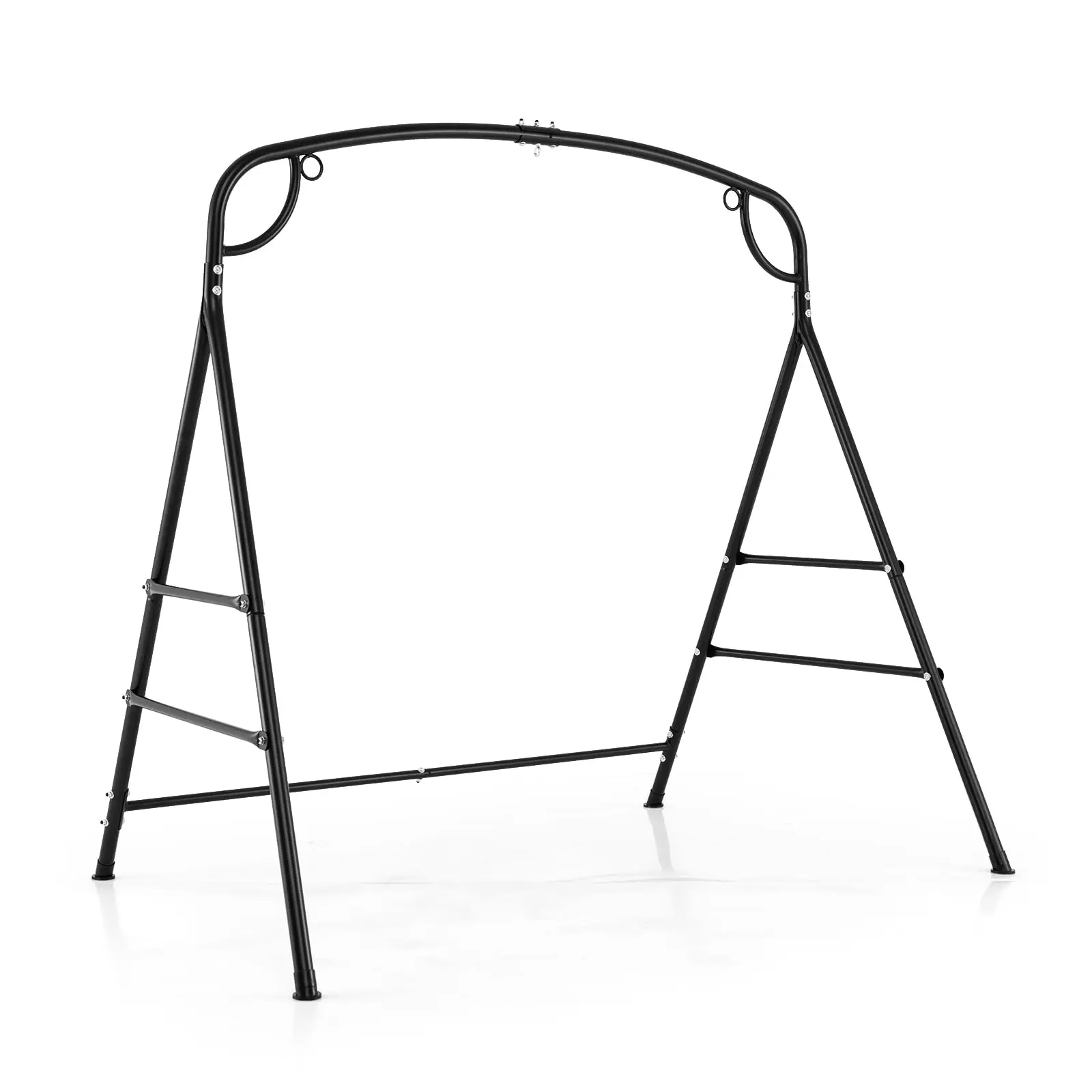 660-Lbs Metal Hammock Stand - Heavy Duty Porch Swing Stand w/ 4 Support Bars, 2 Hanging Ways, A-Frame Hanging Stand for