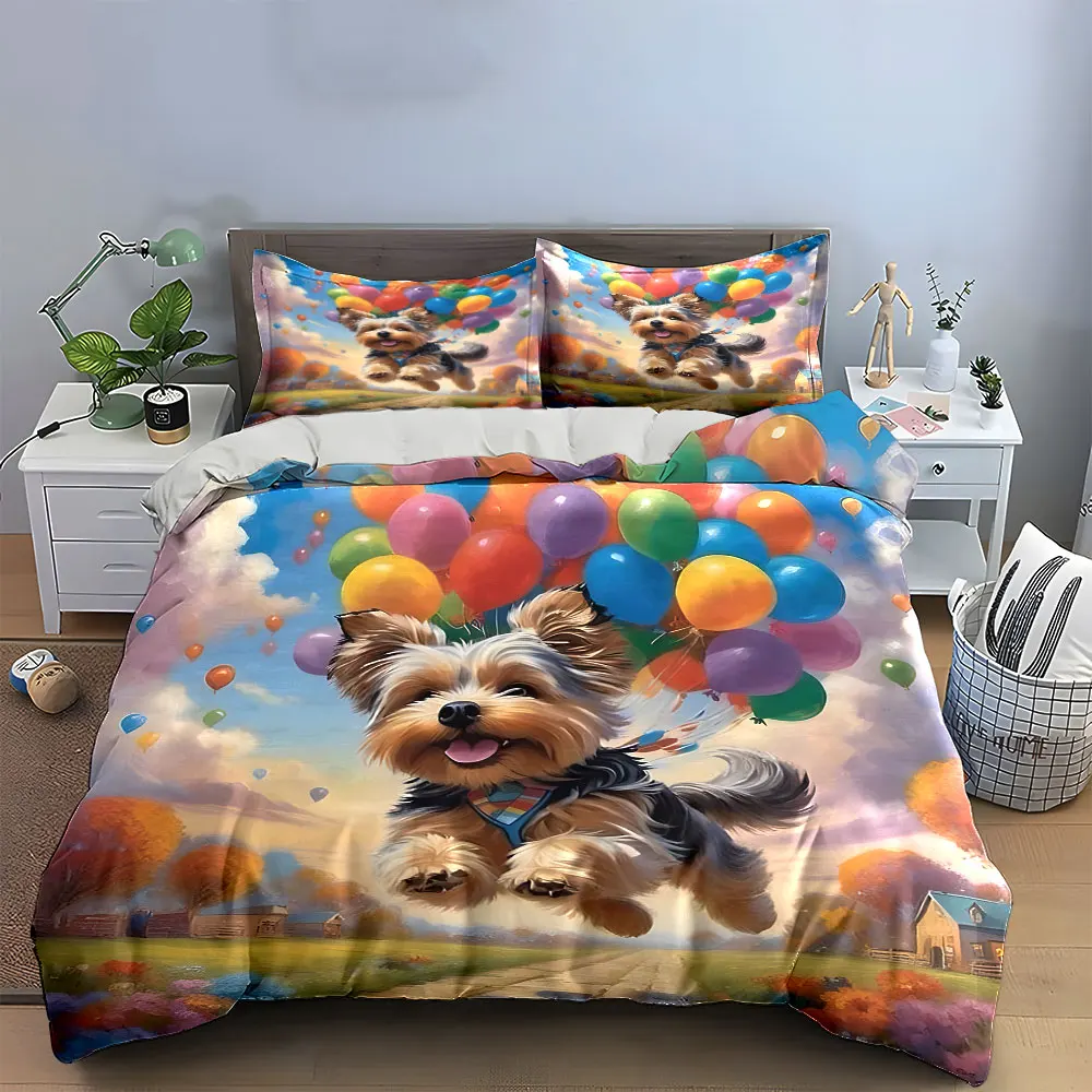 

"Colorful Balloon Dog Set" Bedding Set with 1 Duvet Cover 2 Pillowcases Single Double King Queen, Gift