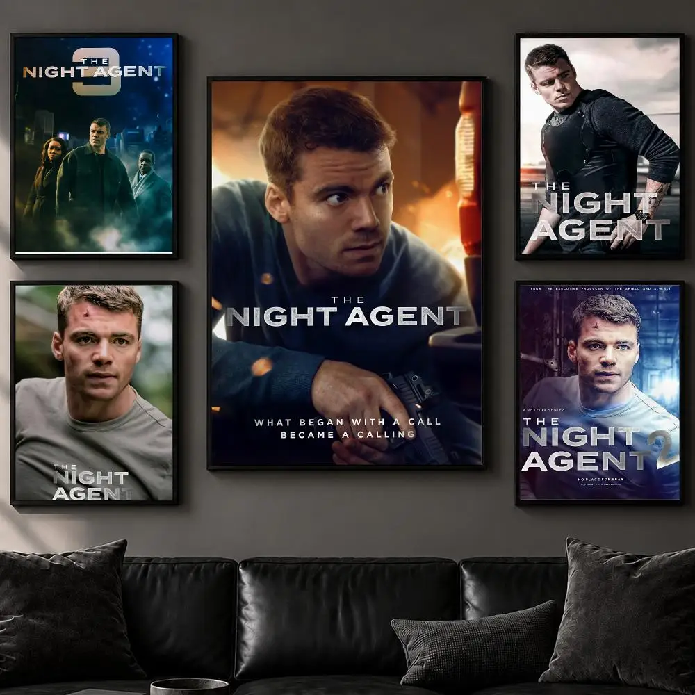 Drama T-The Night AgentS Poster Art  Self-Adhesive No Glue Residue Wall Decor for Bedroom Living Room